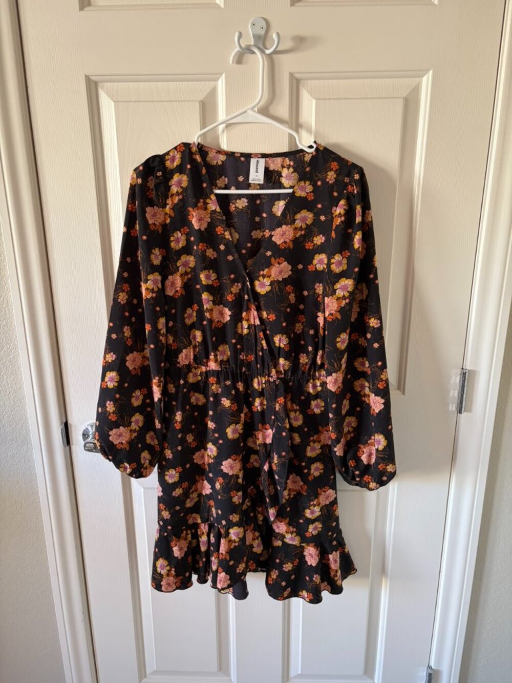 Abound Black Floral Mini Dress — Size S NWOT